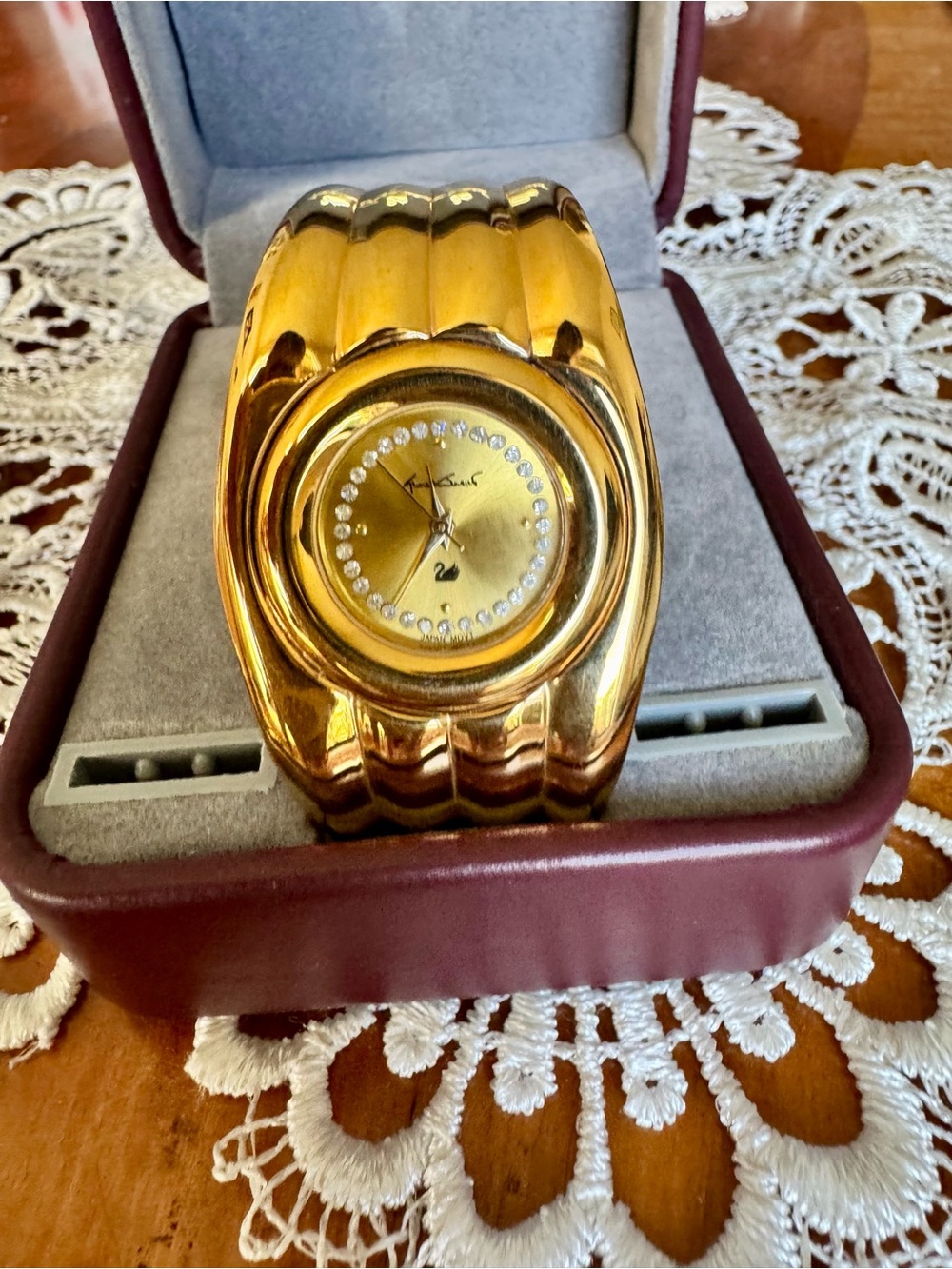 Gloria Vanderbilt - Vintage Gold-tone Bangle Watch with Crystal Dial
